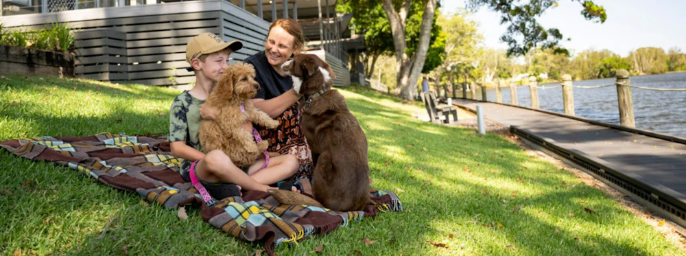 Family With Pets at Discovery Parks - Forster